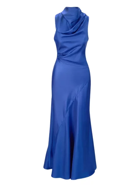 Rochie maxi Staud de mătase de costum albastru