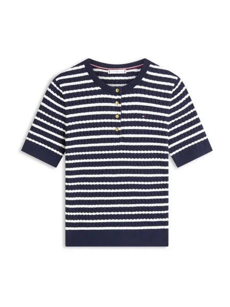 TOMMY HILFIGER Pulover bleumarin alb