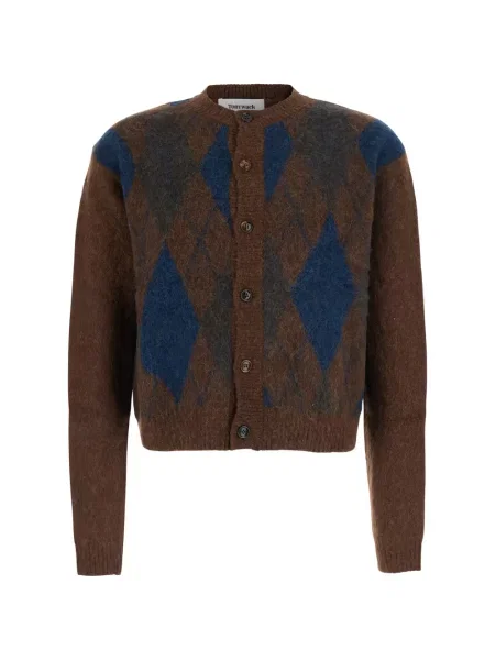 Cardigan Tonywack cu model argyle cu decolteu rotund maro