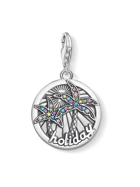 Lniana zawieszka Thomas Sabo w tropikalny nadruk szara