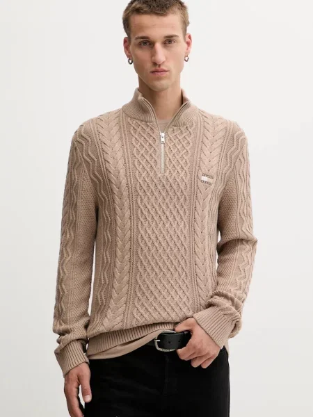 Pulover Tommy Jeans za muškarce lagane smeđa