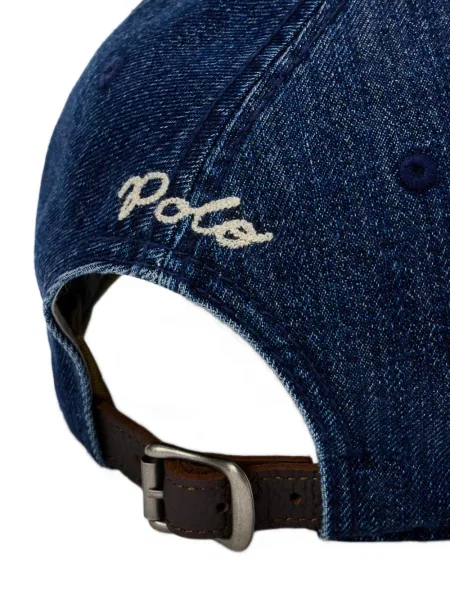 Șapcă Polo Ralph Lauren cu decolteu în V cu autograf în carouri albastru