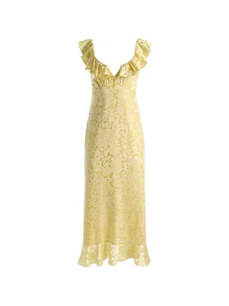 Rochie midi Alice + Olivia cu model floral din jacard galben