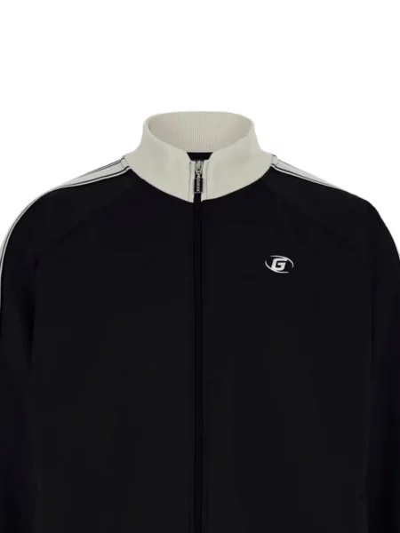 Hanorac Guess cu dungi cu autograf negru