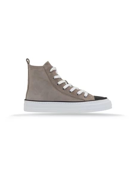 Sneakersy Brunello Cucinelli zamszowe z kamieniami brązowe