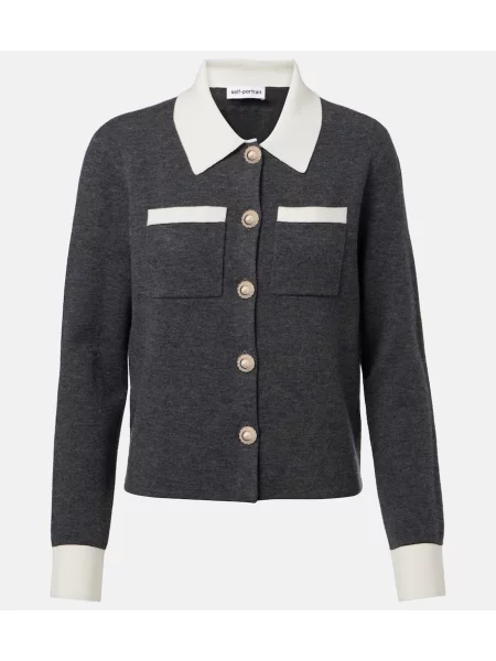 Cardigan Self-portrait de lână gri