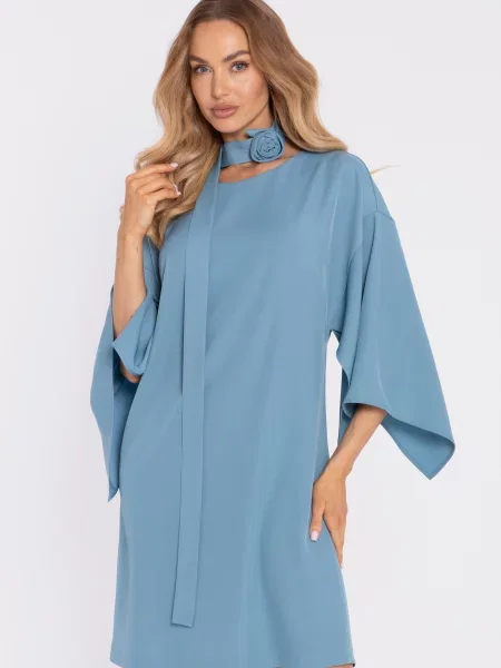 Cu centură rochie Made Of Emotion albastru