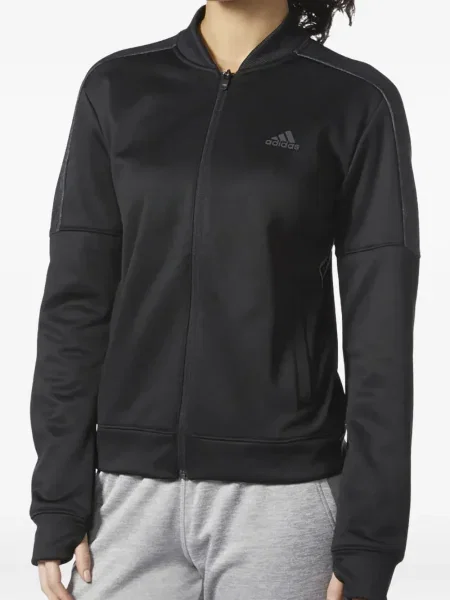 Legginsy Adidas do biegania z nadrukiem z dekoltem w serek czerwone