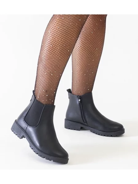 Kožené casual zkrácené polokozačky Gemre černé