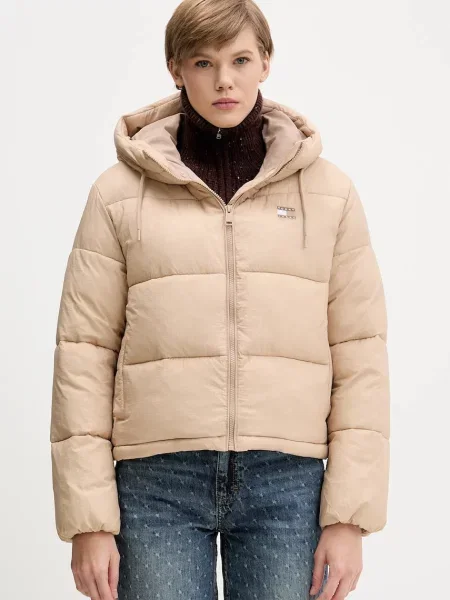 Tommy Jeans geacă matlasată pentru femei bej