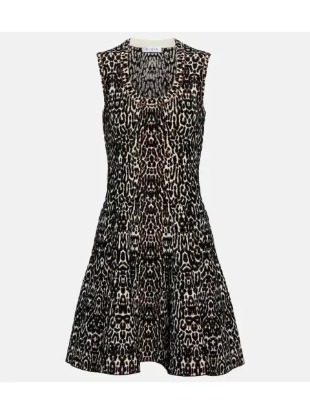 Leopárdmintás jacquard ruha Alaã¯a nyomtatás