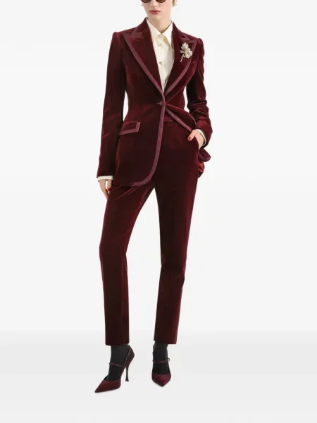 Pantaloni Dolce & Gabbana de catifea roșu