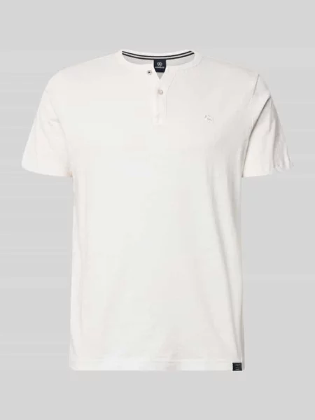 T-shirt z krótką listwą guzikową Lerros biała