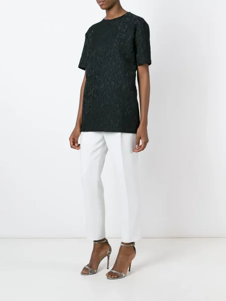 Top Givenchy cu model floral din dantelă negru