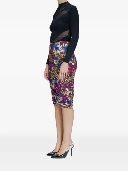 Fustă midi Just Cavalli cu model floral cu imagine drapată
