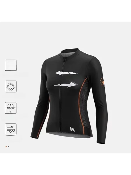 Koszulka rowerowa z długim rękawem oddychająca WEST BIKING czarna