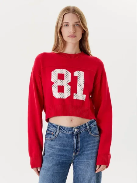 Guess Jeans Pulover roșu