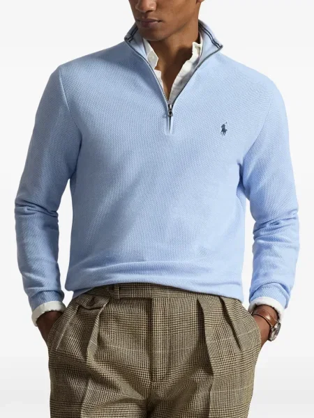 Pruhované stahovací šňůrka tričko Polo Ralph Lauren s autogramem modré