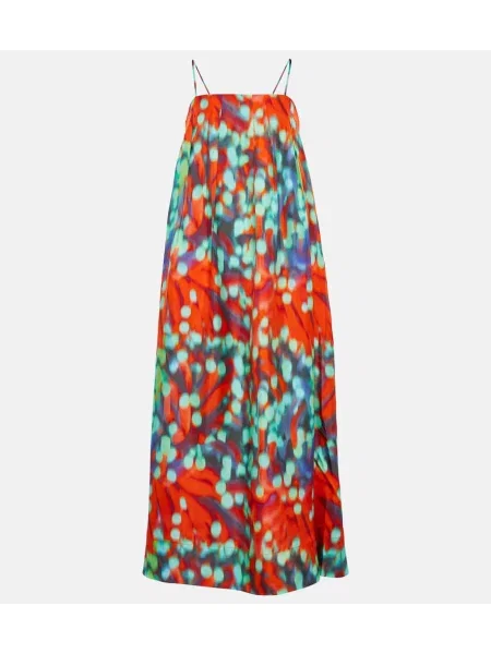 Jedwabna sukienka maxi Asceno z nadrukiem garniturowa
