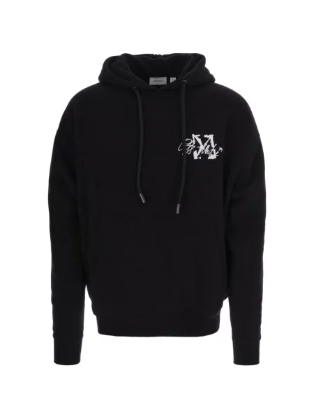 Hanorac cu glugă Off-white cu imagine cu cordon alb