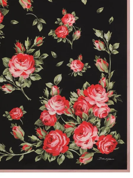 Fular Dolce & Gabbana cu model floral cu imagine negru
