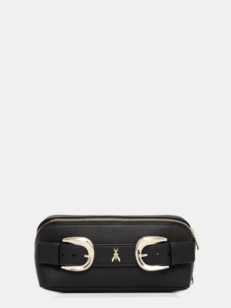 Usnjena kozmetična torbica Patrizia Pepe črna