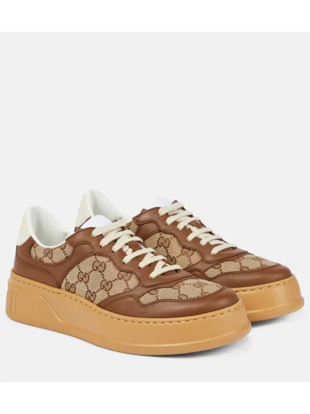 Sneakerși Gucci din piele maro