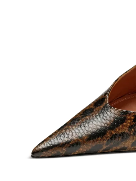 Kožne sandale Amina Muaddi s printom s leopard uzorkom smeđa