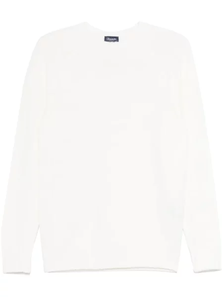 Pulover Drumohr cu decolteu rotund alb