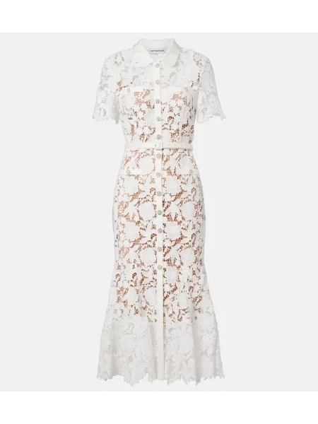 Sukienka koszulowa Self-portrait koronkowa garniturowa biała