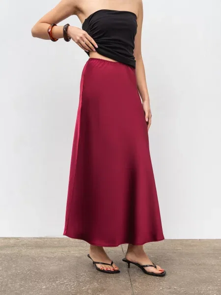 Спідниця міді Romashka Сирена віскоза/акрил/поліестер бордовий