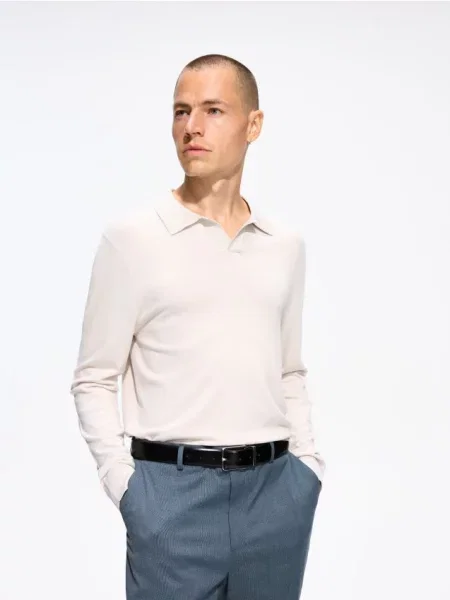 Gulerat tricou polo Reserved bej