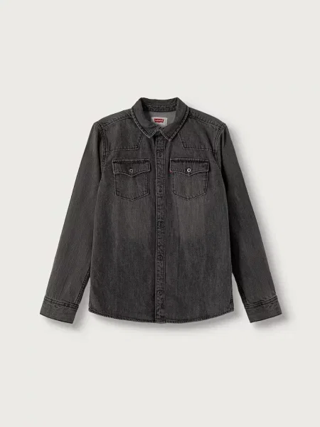 Levi's cămașă pentru copii din denim NEW BARSTOW WESTERN SHIRT gri