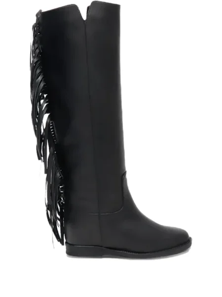 Кожени боти Via Roma 15 с ресни черно