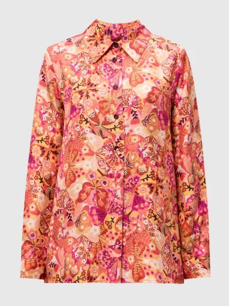 Блуза PAPAYA із шовку в квітковий принт Momoni помаранчева
