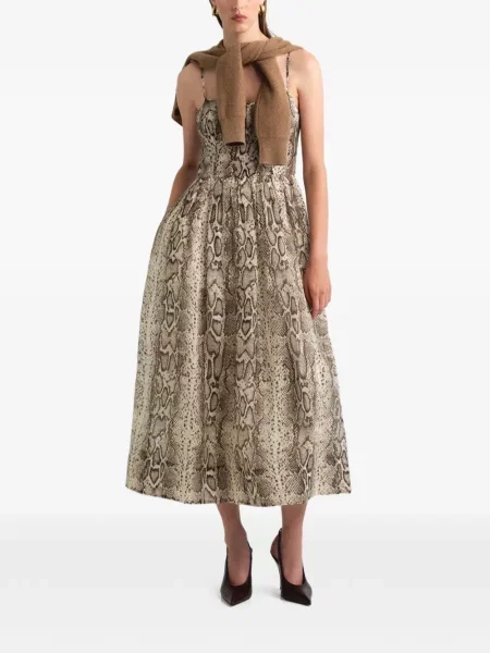 Rochie midi Cara Cara cu imagine cu model piele de șarpe alb