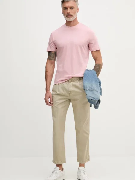 United Colors of Benetton Kratka majica z bombažem roza