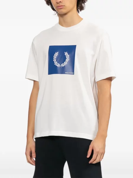 Tricou Fred Perry cu imagine alb