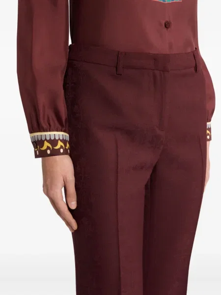 Pantaloni Etro cu model paisley din jacard roșu