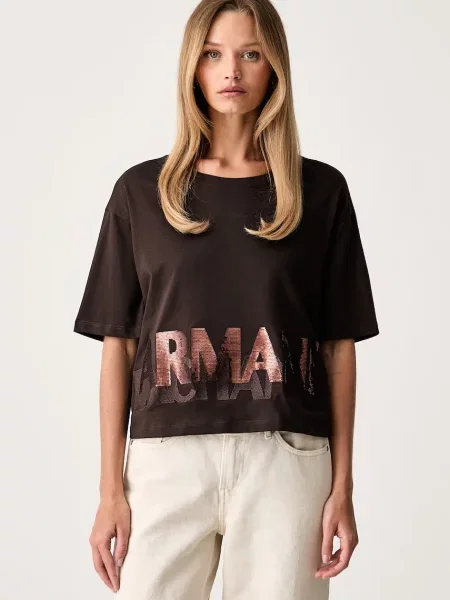 Armani Exchange tricou pentru femei din maro