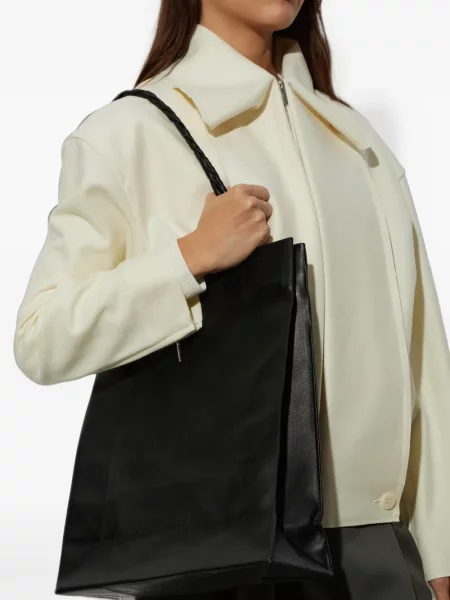 Geantă shopper Issey Miyake din piele cu autograf negru