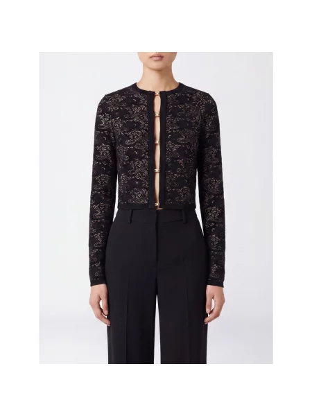 Pulover Elisabetta Franchi din dantelă negru
