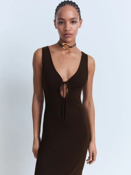 Сукня максі MANGO коричневий