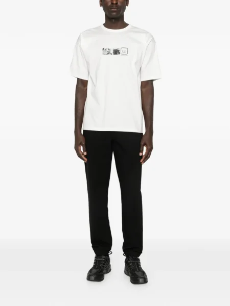 Tricou C.p. Company cu imagine scurt alb