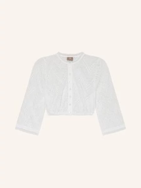 Berwin & Wolff Bluzka Bawarska Z Koronki Z Rękawami weiss biała