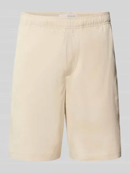 Szorty o luźnym kroju z elastycznym pasem model ‘THAIS SUMMER’ Selected Homme białe
