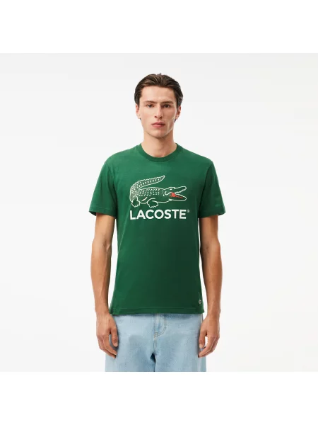 Lacoste Koszulka O Regularnym Kroju Z Dekoltem W Serek zielony