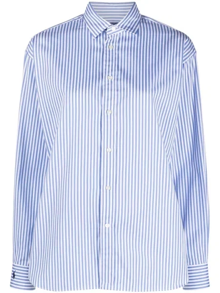 Długa koszula Lauren Ralph Lauren w paski z nadrukiem niebieska