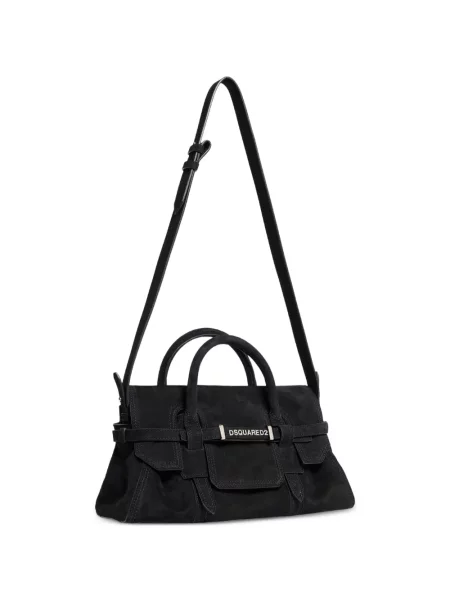 Geantă shopper Dsquared2 din piele de căprioară negru