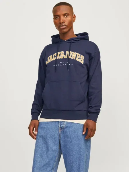 JACK & JONES Mikina JJECALEB námornícka / citrónová / biela modrá